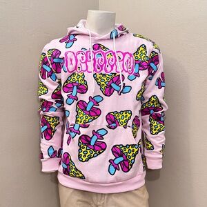 FRESH LAUNDRY Pink Hoodie With Mushroom Streetwear Design Large